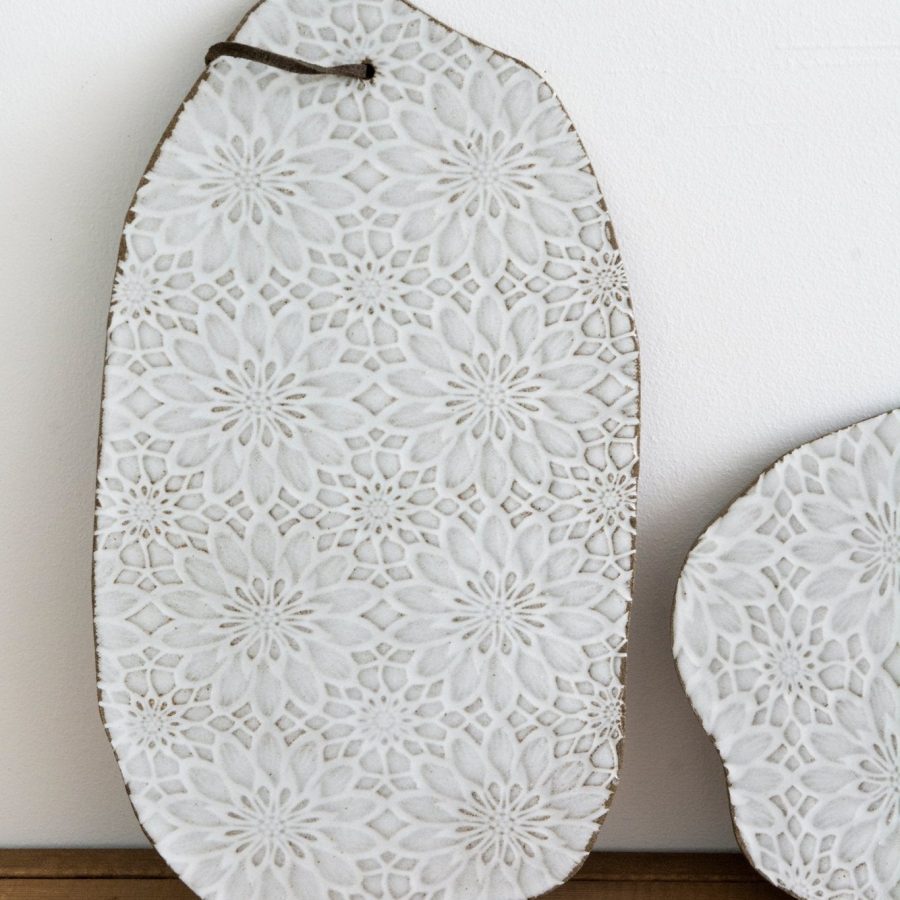 Floral Ceramic Serving Tray for Shared Snacks