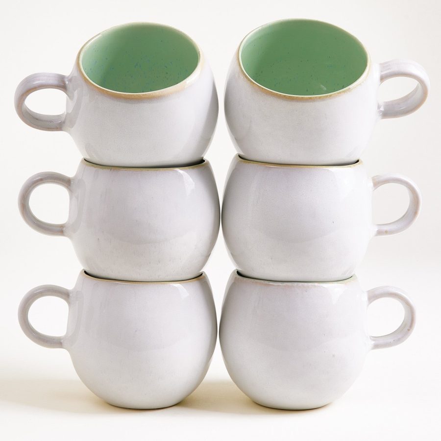 Large Mint Ceramic Mug Set of Six