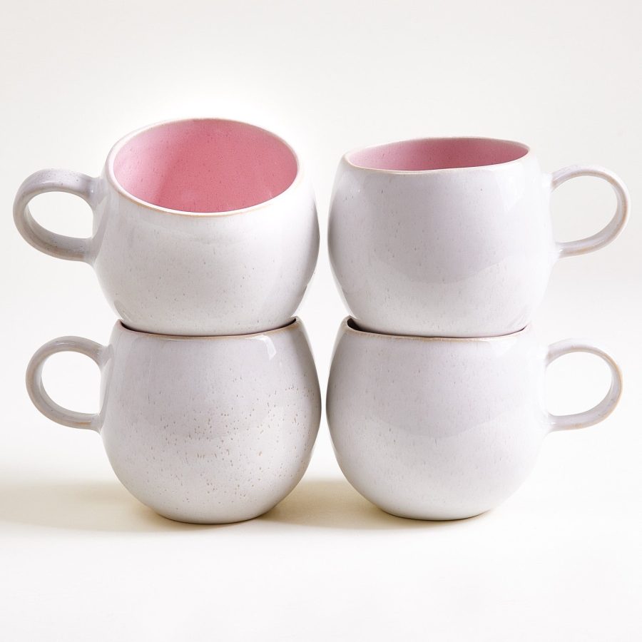 Large Everyday Rose Ceramic Mug Set of Four