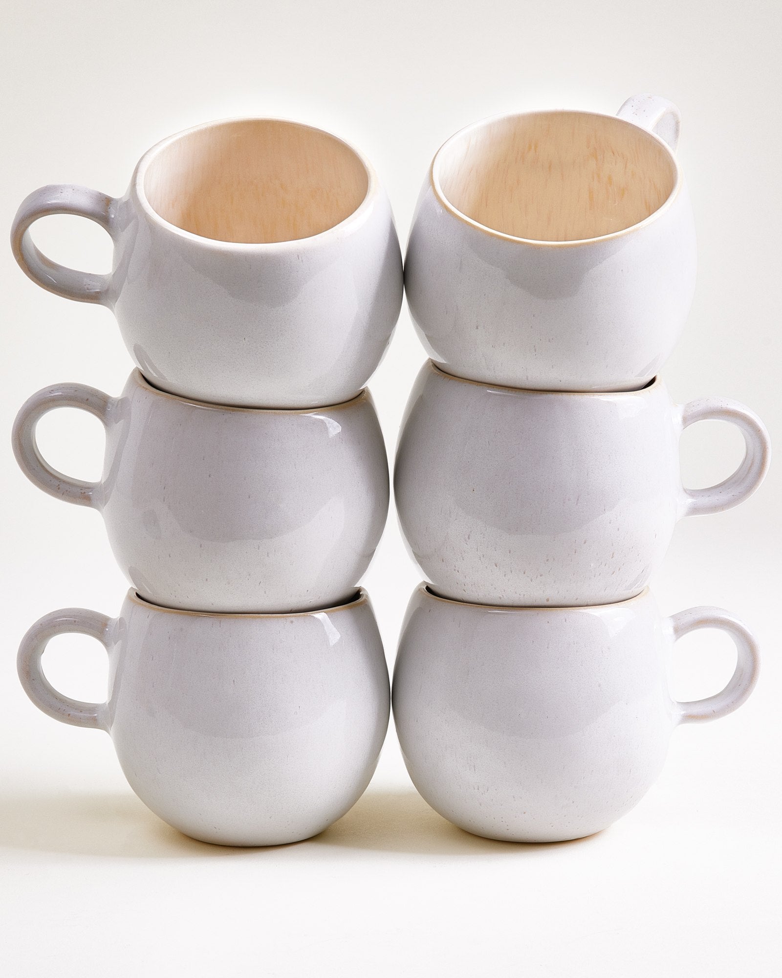 Large Refined Sand Ceramic Mug Set of Six