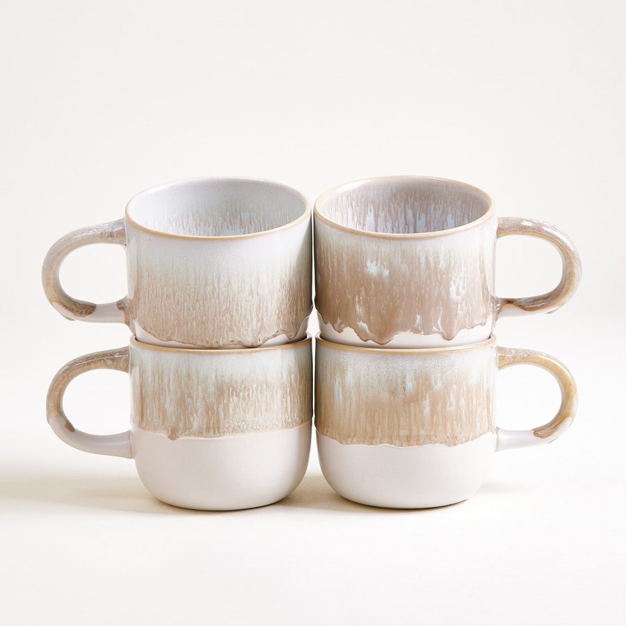 Large Everyday Sand Ceramic Mug Set of Four