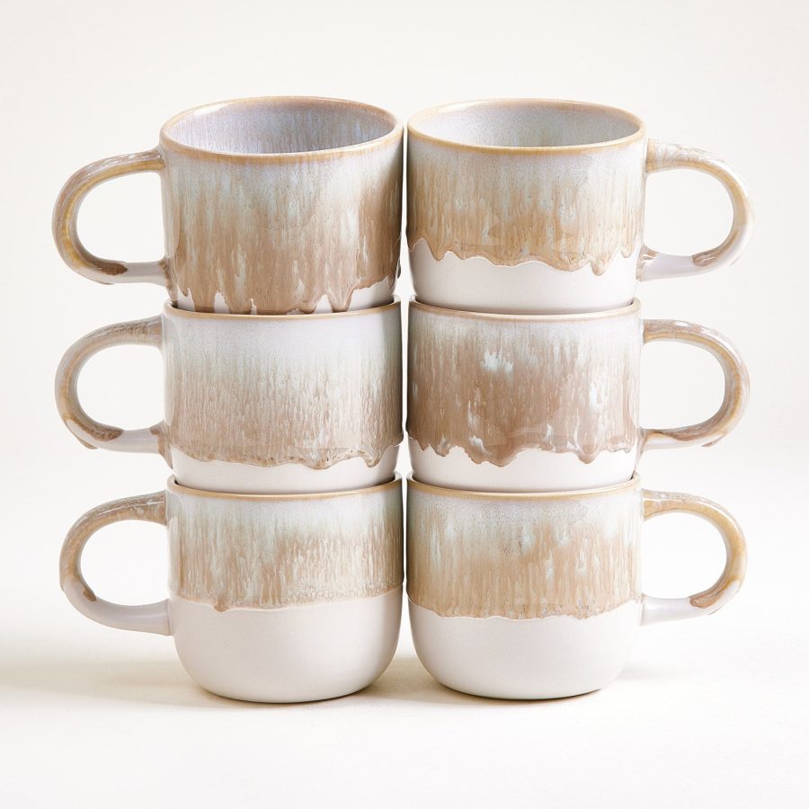 Large Sand Ceramic Mug Set of Six