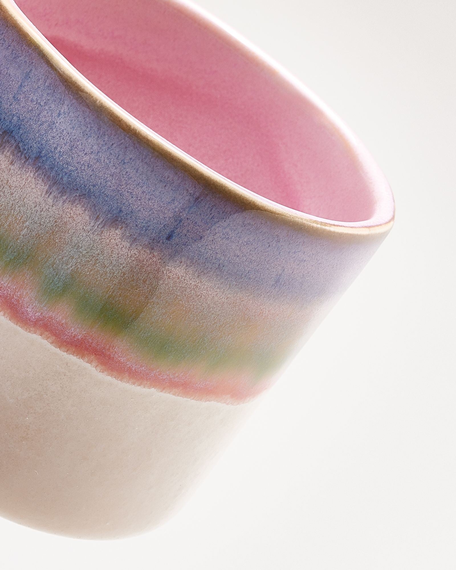 Large Dipped Pink Blue Ceramic Mug Set of Four