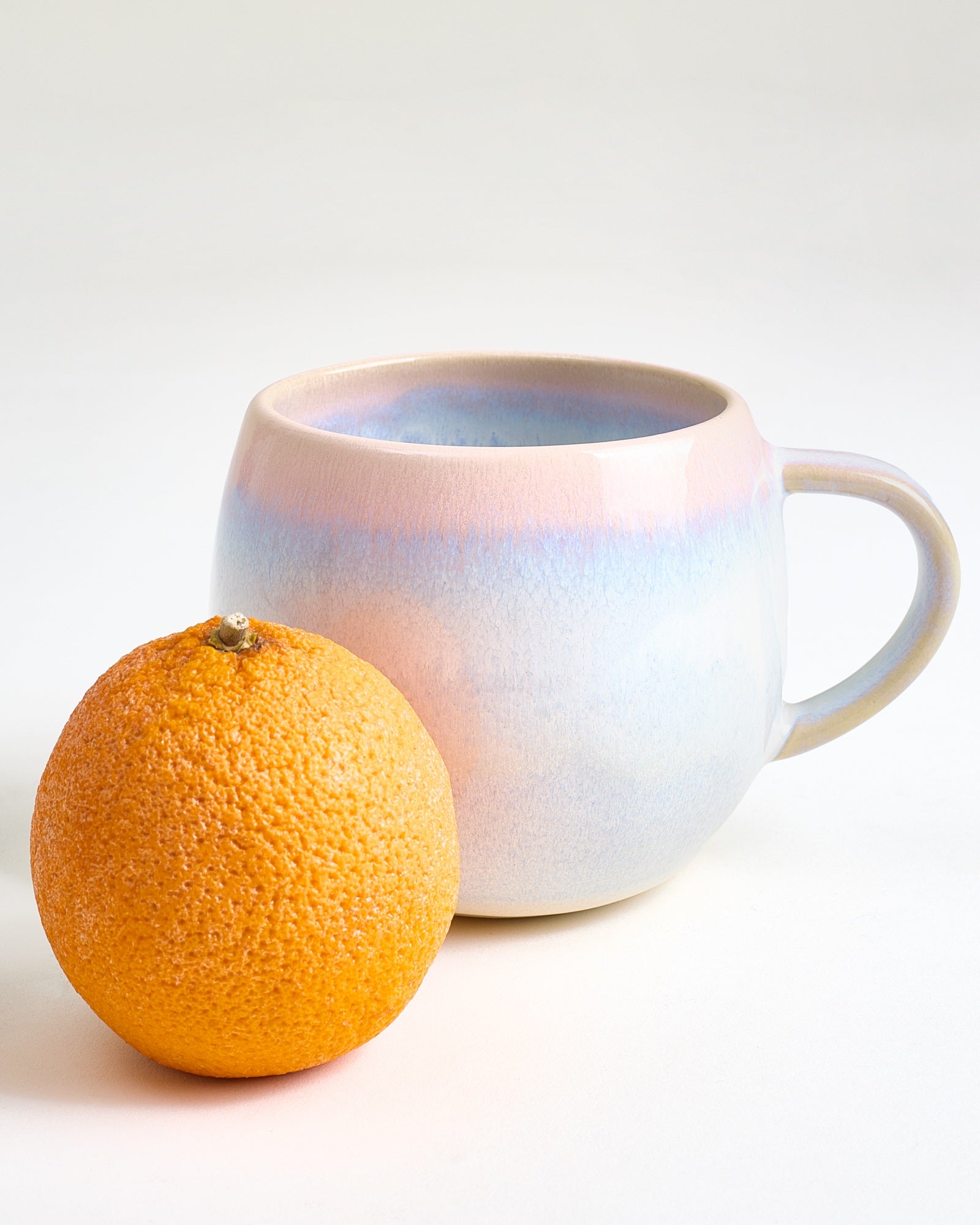 Large Rose Blue Ceramic Mug Set of Four