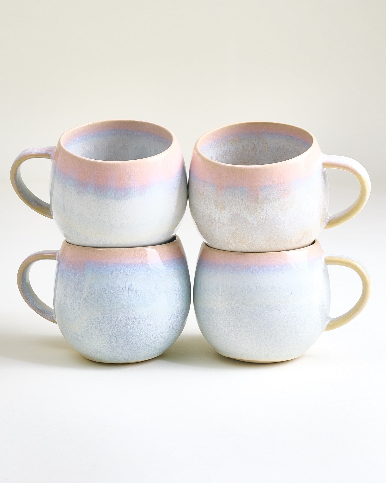 Large Rose Blue Ceramic Mug Set of Four