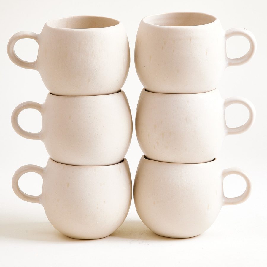 Large Everyday Sand Ceramic Mug Set of Six
