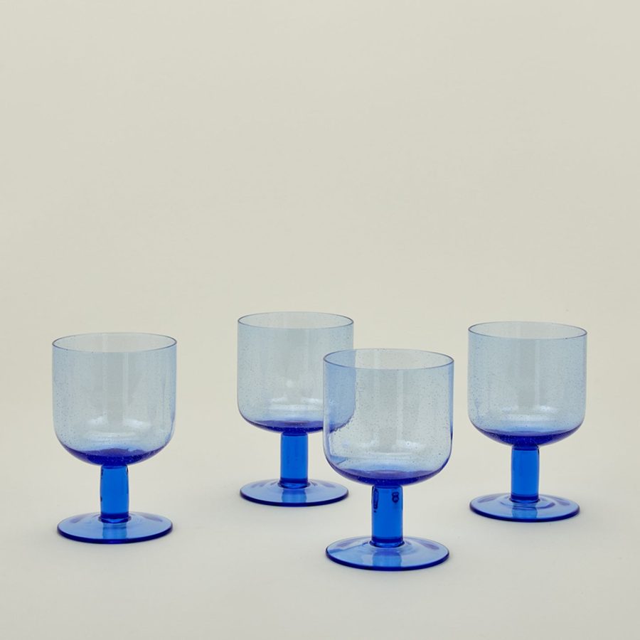 Blue Seeded Artisan Drinking Glass Set