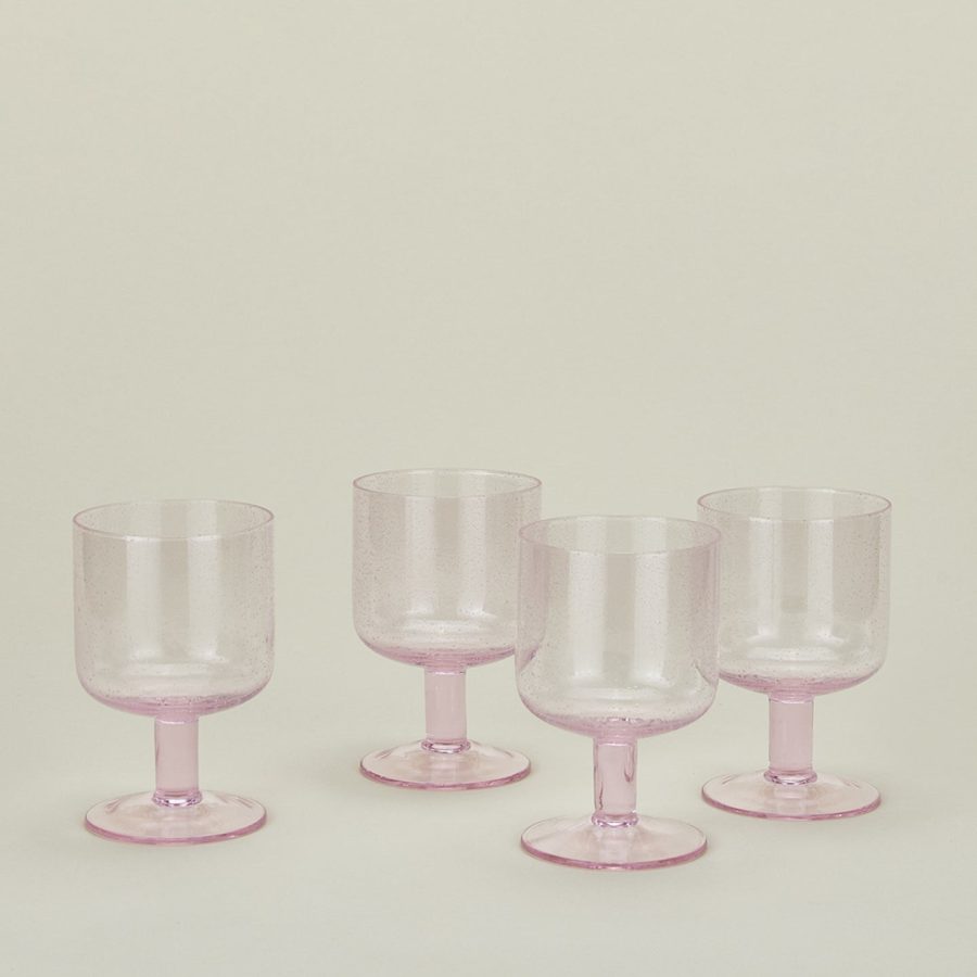 Blush Seeded Artisan Glass Set